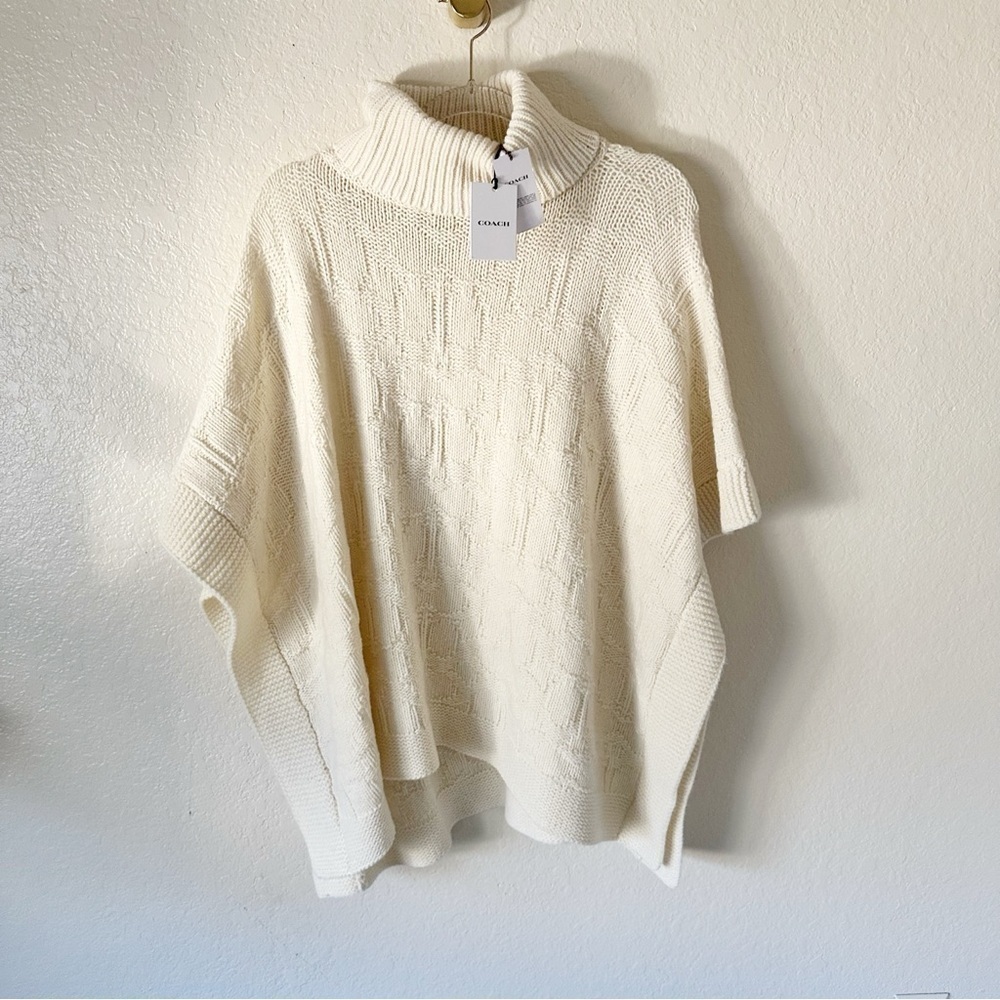 NEW Coach Signature Knit Poncho size S - Picture 8 of 10
